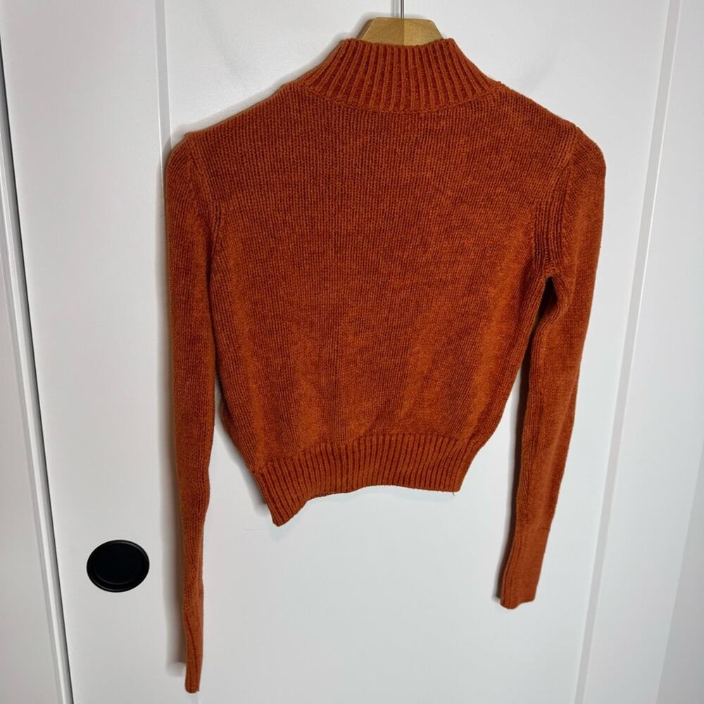 Aritzia Wilfred Orange Mockneck Cropped Knit Sweater Size XXS - Picture 4 of 4
